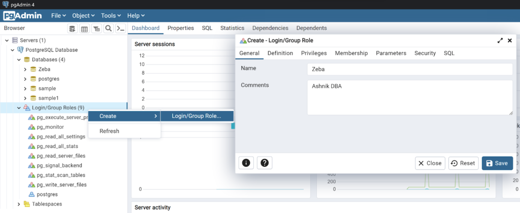 Create User and Role